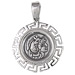 Sterling Silver Pendant - Ancient Silver Coin with Greek Key (23mm)