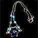 Sterling Silver Car Rear-View Mirror Charm - Flower Pendant w/ Mati Evil Eye