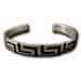 Sterling Silver Cuff Men's Bracelet - Greek Key Motif w/ Black Enamel (9mm)