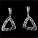 Sterling Silver Earrings - Greek Key Motif Triangle (31mm)