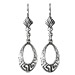 Sterling Silver Earrings - Teardrop Greek Key Motif Hook Dangle (18mm)