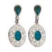 The Neptune Collection - Sterling Silver Dangle Earrings - Oval w/ Greek Key & Opal (12mm)