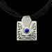 Sterling Silver Greek Key Square Medallion w/ Stone & Black Cord Necklace 