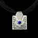 Sterling Silver Greek Key Square Medallion w/ Stone & Black Cord Necklace