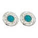 The Neptune Collection - Sterling Silver Earrings - Greek Key & Opal (8mm)