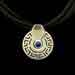 Sterling Silver Greek Key Circular Medallion w/ Stone & Black Cord Necklace