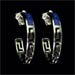 The Neptune Collection - Sterling Silver Hoop Earrings - Greek Key & Opal (17mm)