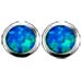 The Neptune Collection - Sterling Silver Earrings - Circle Opal Gem Stone (13mm)