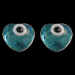 Greek Sterling Silver Mati Collection - Heart Shaped Earrings w/ turquoise glass and Evil Eye 