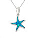 Sterling Silver and Opal Starfish Pendant w/ 16" chain, 16mm