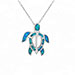 Sterling Silver and Opal Aegean Turtle Pendant w/ 16" chain, 22mm