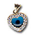 14k Gold Evil Eye Pendant - Heart-Shaped with Cubic Zirconia (12mm)