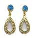 18k Gold Plated Teardrop Shaped Greek Key Opal Earrings (30mm)