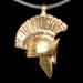 24k Gold Plated Sterling Silver Necklace w/ Rubber Cord - Trojan Helmet (31mm)