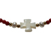 The Nefeli Collection - Red Coral Bracelet with Mother of Pearl Cross and Evil Eye (2mm beads)