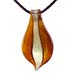 Murano Glass Teardrop Pendant - Amber & Silver