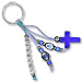 Greek Custom Name Good Luck Keychain - Large Blue Glass Cross 121409