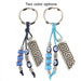 Greek Key Column with Evil Eye and Bead Keychain