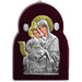 Silver Icon on Red Velvet Frame - Panayia ( Virgin Mary ) 17x24cm