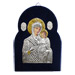 Silver Icon on Blue Velvet Frame - Panayia ( Virgin Mary ) 19x14cm