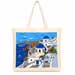 Santorini Greece Canvas Tote Bag – Greek Island Beach Bag with Blue Dome Art