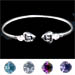 Sterling Silver Greek Key Heart Jemstone Bracelet