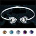 Sterling Silver Greek Key Heart Gemstone Bracelet