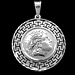 Platinum Plated Sterling Silver Pendant - Alexander and Parthenon with Greek Key (34mm)