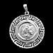 Sterling Silver Pendant - Athena and Parthenon with Greek Key (26mm) Rhodium Plated