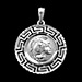 Sterling Silver Pendant - Athena and Parthenon with Greek Key (22mm) Rhodium Plated