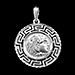 Sterling Silver Pendant - Alexander and Parthenon with Greek Key (22mm) Rhodium Plated