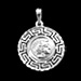 Sterling Silver Pendant - Athena and Parthenon with Greek Key (20mm) Rhodium Plated
