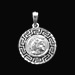 Platinum Plated Sterling Silver Pendant - Athena and Parthenon with Greek Key (17mm)