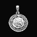 Platinum Plated Sterling Silver Pendant - Alexander and Parthenon with Greek Key (20mm)