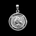 Sterling Silver Pendant - Athena and Parthenon with Greek Key (17mm) Rhodium Plated