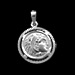 Sterling Silver Pendant - Alexander and Parthenon with Greek Key (17mm) Rhodium Plated