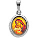 Platinum Plated Sterling Silver Pendant - Virgin Mary w/ Rope Border (14mm)