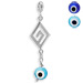 Sterling Silver Pendant - Greek Key Motif w/ Mati Evil Eye (34mm)