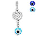 Sterling Silver Pendant - Swirl Motif w/ Mati Evil Eye (28mm)