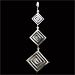 Sterling Silver Pendant - Triple Greek Key Motif Diamond (75mm)