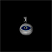 Greek Sterling Silver Mati Collection - Pendant w/ dark blue glass and Evil Eye (10mm) 