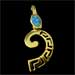 24k Gold Plated Sterling Silver Wave Shaped Pendant w/ Greek Key & Opal (31mm)