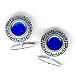 Sterling Silver Greek Key Cufflinks with Lapis Stone (20mm)