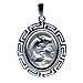 Sterling Silver Pendant Two-Sided Oval Alexander (or Athena) with Parthenon 3cm