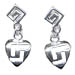 Sterling Silver Greek Key Heart-Shaped Dangle Earrings