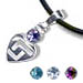 Sterling Silver Greek Key Heart Pendant Necklace with Jemstone