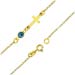 Gold Plated Sterling Silver Evil Eye and Cross Thin (1mm) Bracelet  