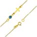 Gold Plated Sterling Silver Evil Eye and Cross Thin (1mm) Bracelet  