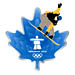 Vancouver 2010 Clear Blue Leaf Snowboarder Pin
