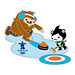 Vancouver 2010 Mascots Quatchi and Miga Curling Pin